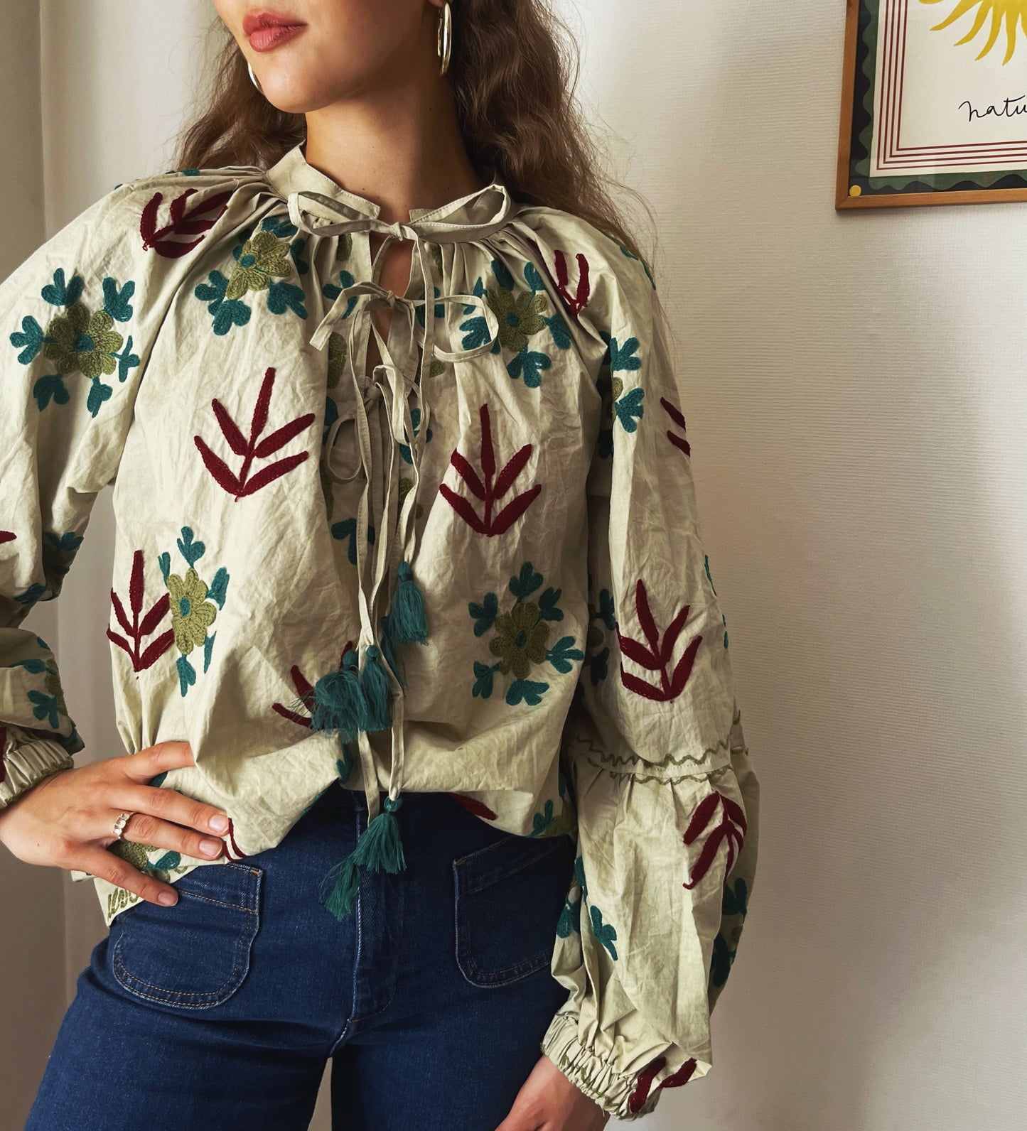 Emerald Suzani Blouse