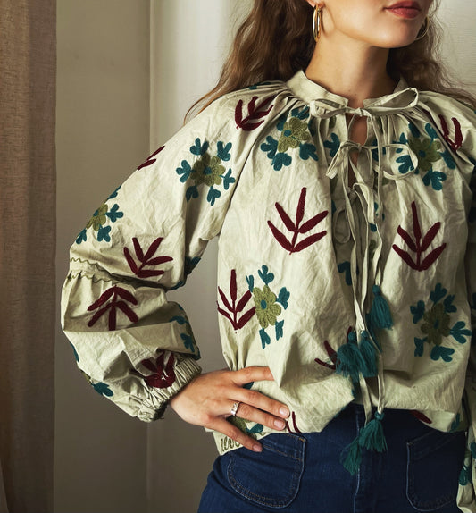 Emerald Suzani Blouse