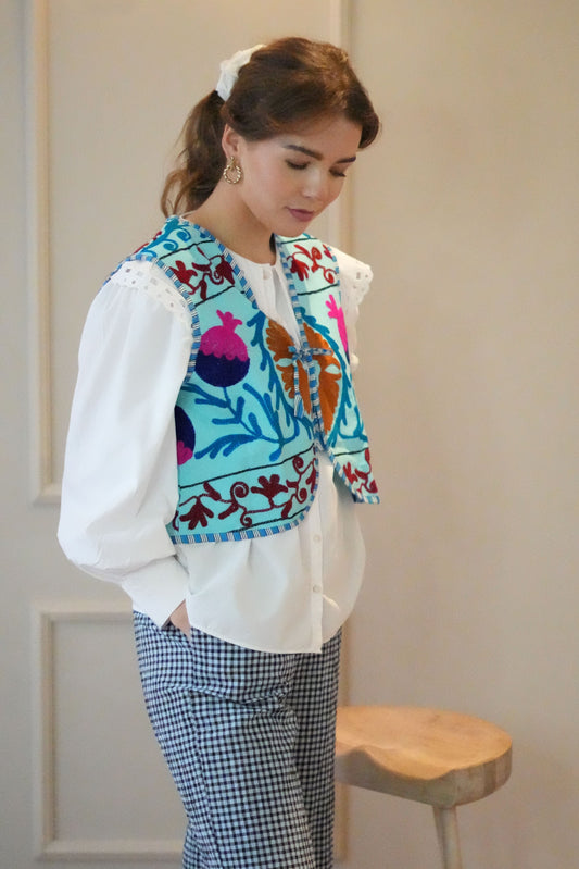 Suzani Gilet | Light Blue
